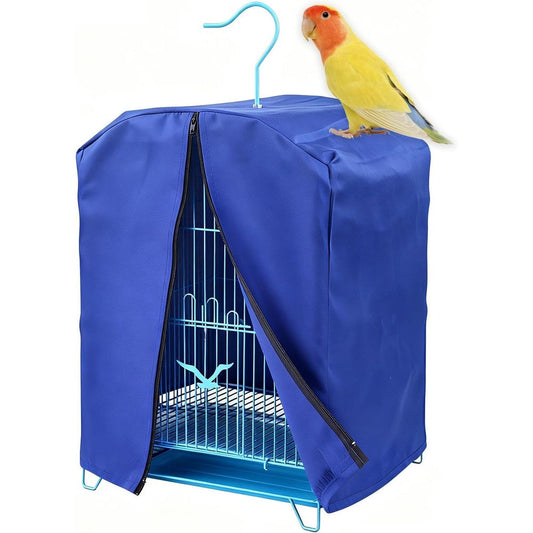Wzttdm Bird Cage Cover For Night Light Proof Windproof Blackout Breathable Nylon Shield For Parakeets And Parrots Blue Small Size