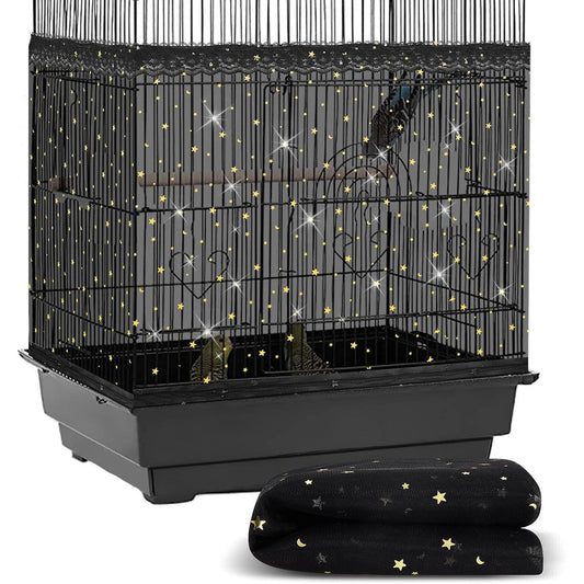 Shappy Large Bird Cage Cover Breathable Nylon Mesh Net Universal Seed And Feather Catcher Skirt For Parakeet And Macaw Black Large