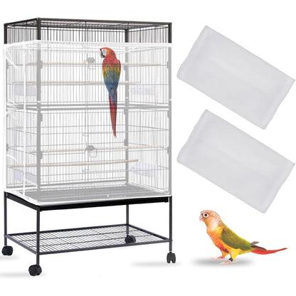 Daoeny 2 Pack Bird Cage Seed Catcher Large Nylon Mesh Netting Skirt Guard For Parrot And Parakeet Round Square Cages White