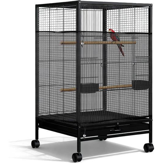 LIQWEI Large Bird Cage Seed Catcher And Adjustable Mesh Cover For Round And Square Bird Cages, Black, 31 X 118 Inches, 1 Piece