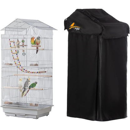 Perfitel Small Bird Cage Cover Black Good Night Black Out Cover For Birdcage With Roof Top Durable Breathable Nylon Twill Fabric 18x14x40 Inches U ...
