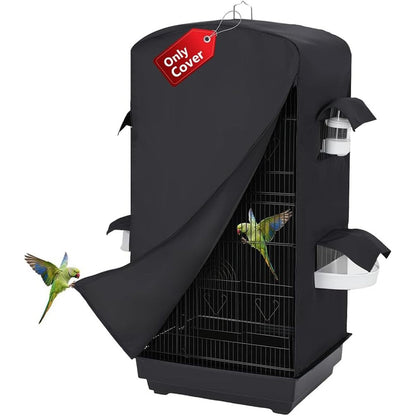 Harazame Nighttime Blackout Bird Cage Cover With Four Access Windows And Dust Protection For Medium Parakeet Cockatiel Cages 17.7x13.4x32.3 Inches