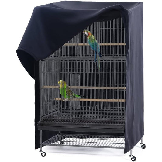 PONY DANCE Pets Product Universal Birdcage Cover Blackout and Breathable Light Blocking Pet Enclosure Large Black 35 L x 25 W x 47 H Inches