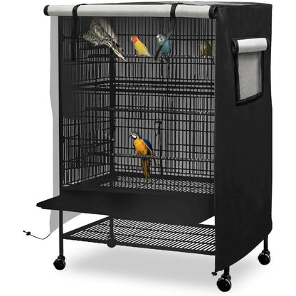 DECKALY Universal Bird Cage Cover Waterproof And Washable Nylon Night Drape For Animal Crate Black Extra Large 38L X 23W X 51H Inches