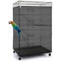 ISMARTEN adjustable birdcage seed catcher black mesh skirt front view