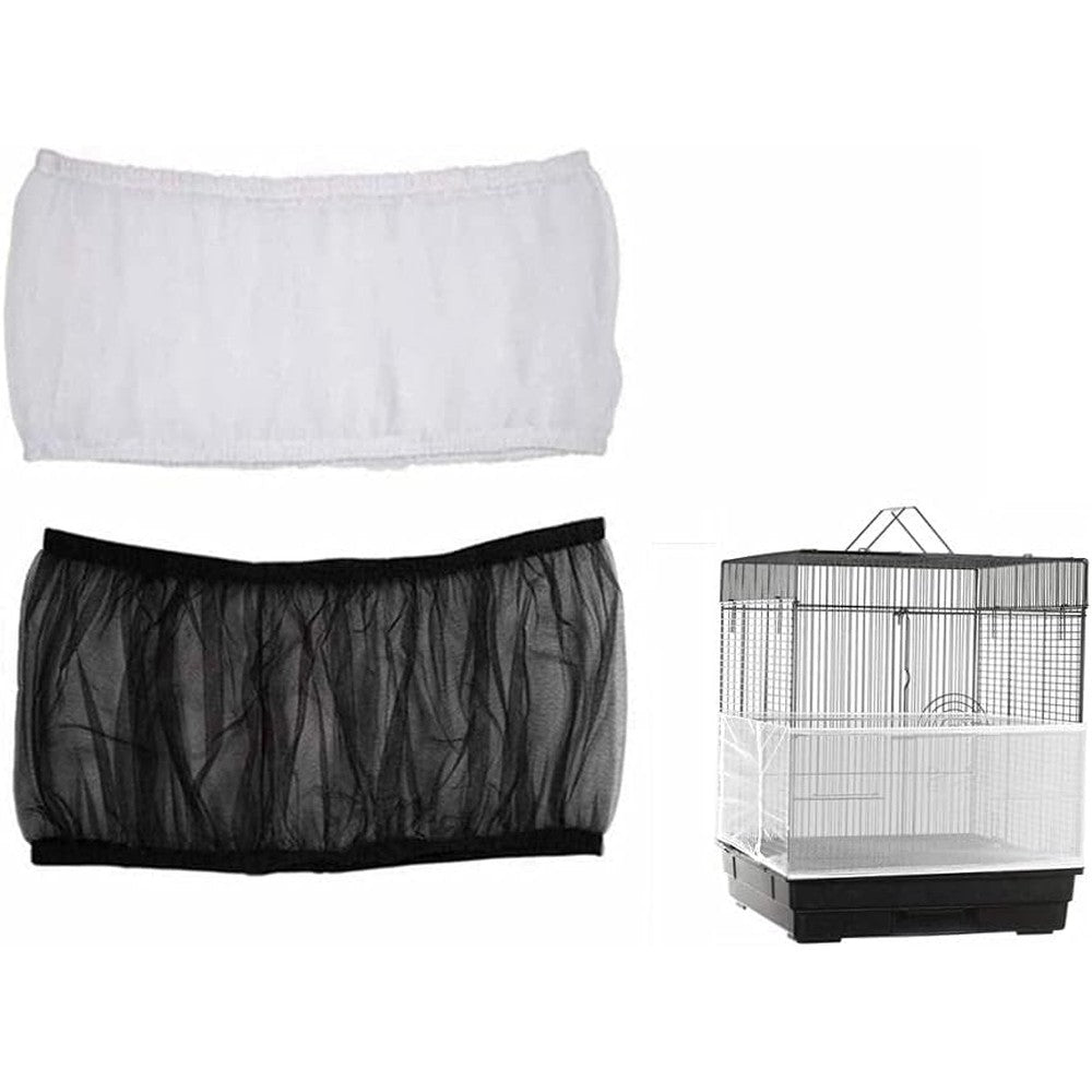 Ismarten Bird Cage Seed Catcher 2 Pack front view with black and white mesh.