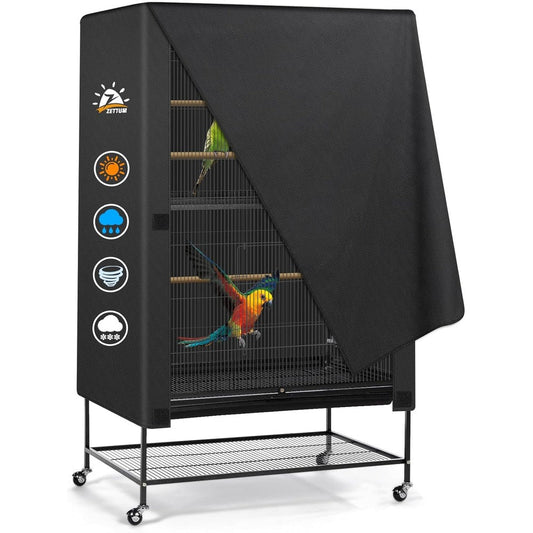 Zettum Bird Cage Cover Heavy Duty 600 Density Waterproof Night Blackout Cover For Parakeet Parrot Cockatiel Pet Cages 33 x 23 x 42 Inches