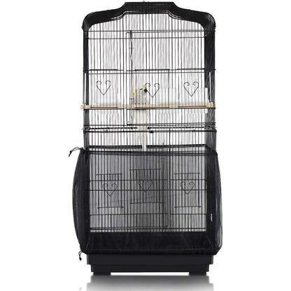 ASOCEA Universal Bird Cage Seed Catcher Adjustable Nylon Mesh Netting Birdcage Cover Skirt For Round And Square Enclosures Extra Large Black
