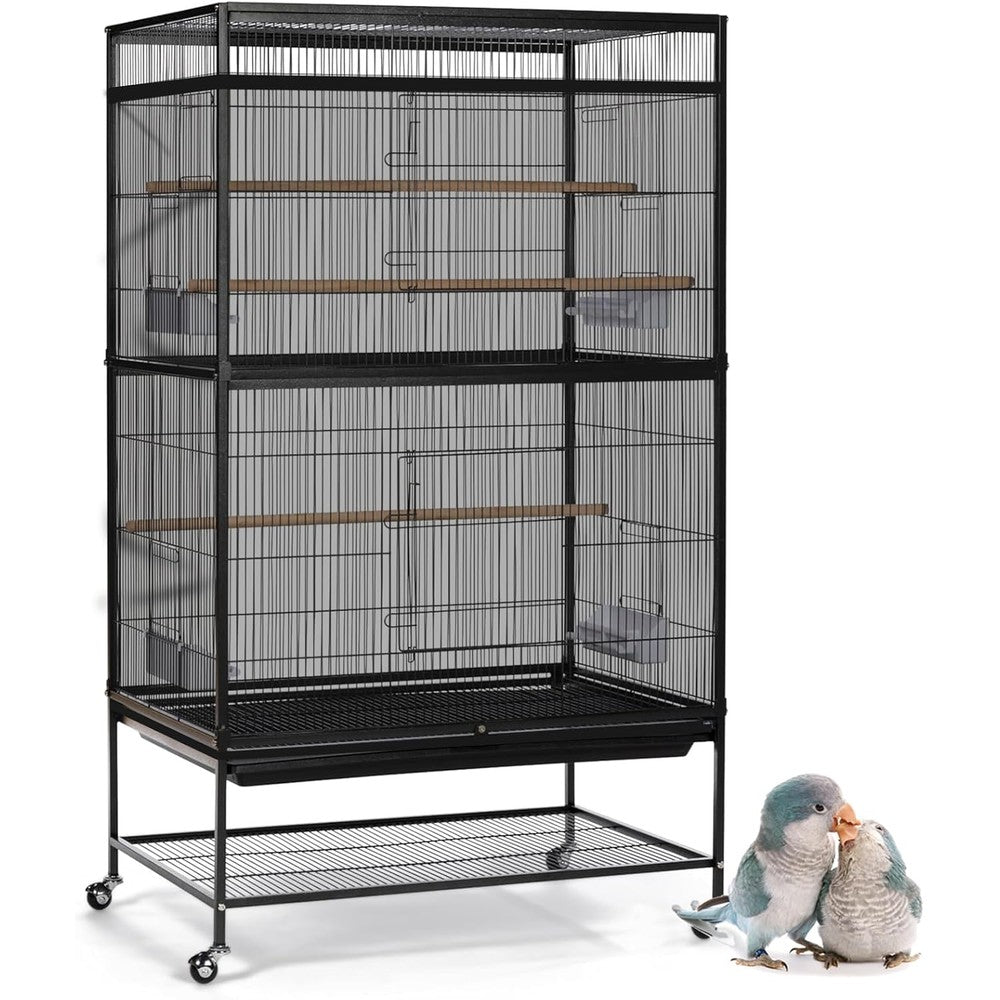 ASOCEA large bird cage seed catcher black front view on metal cage