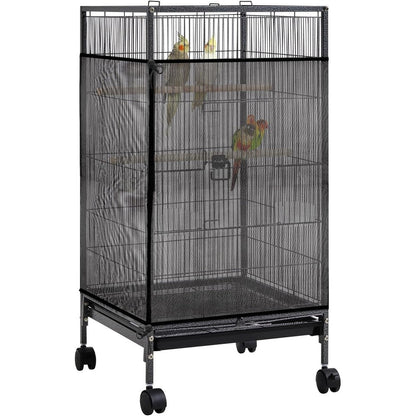 Trinkrittey Large Bird Cage Seed Catcher Adjustable Net Cover Black Mesh Bird Cage Skirt For Parakeets And Parrots 31 Inches By 118 Inches