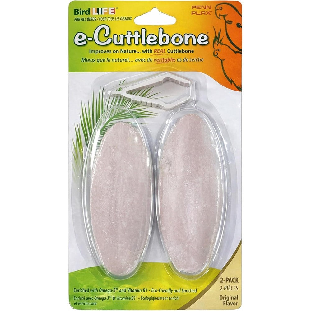 Penn-Plax Bird-Life E-Cuttlebone Original 2 Pack front view natural calcium supplement