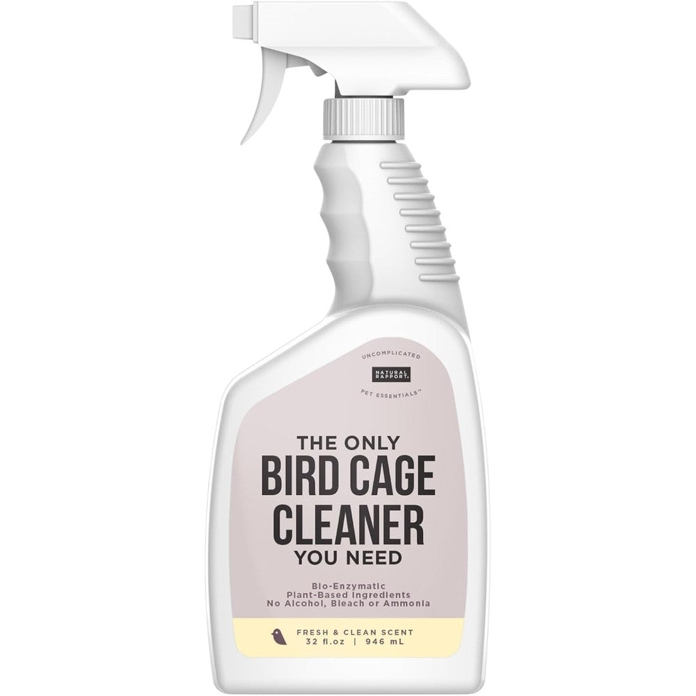 Natural Rapport Bird Cage Cleaner And Bird Poop Remover Bio Enzymatic Plant Based Spray Formula For Parakeets Parrots And Macaws 32 Ounce