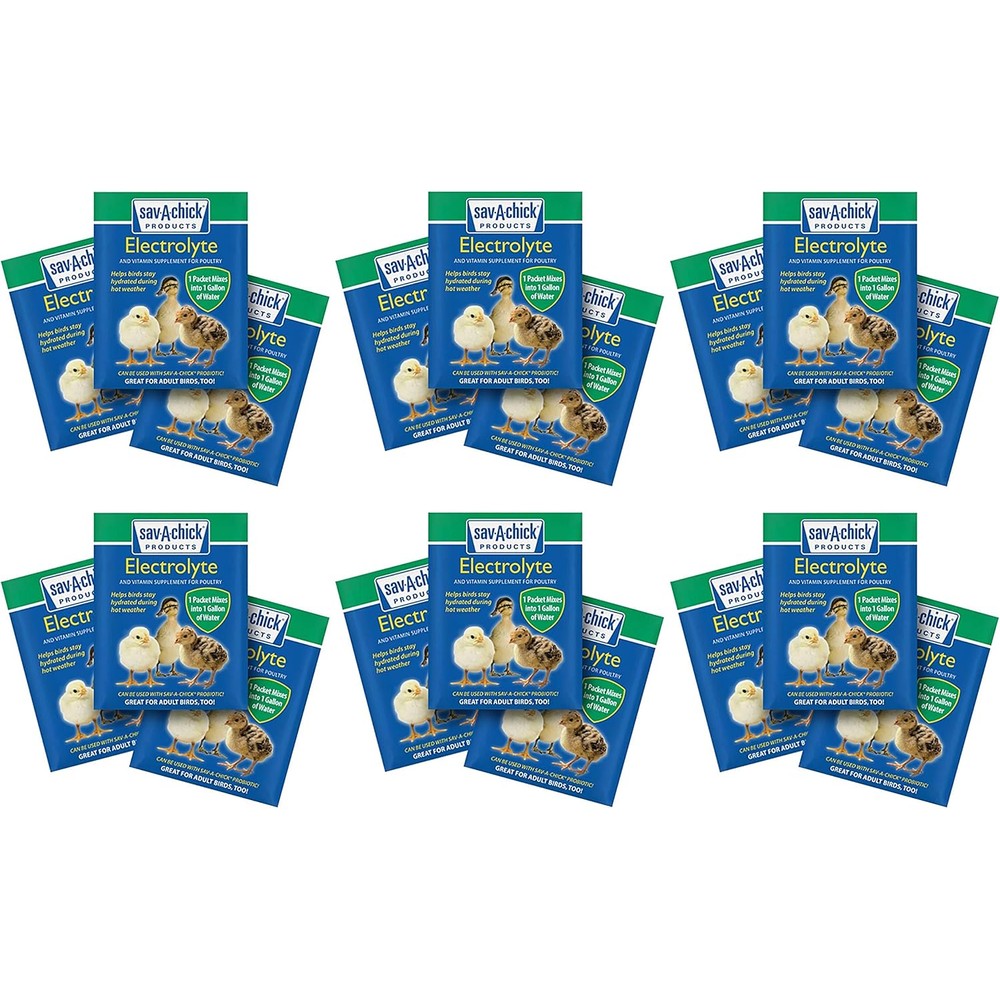 Sav-A-Caf Poultry Electrolyte And Vitamin Supplement Packets For Chickens And Waterfowl Zero Point Two Five Ounce Each Eighteen Count