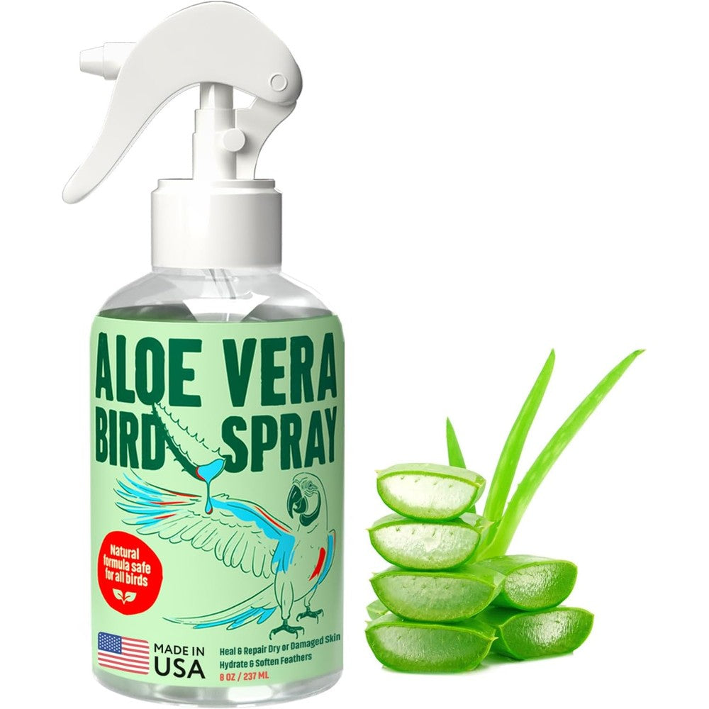 Samorillo Aloe Vera Bird Spray 251 Milliliters bottle front view for pet bird grooming.