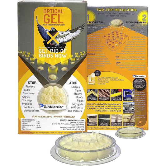 Bird Barrier Optical Gel MultiSensory Bird Deterrent Discreet Repellent Dishes For Residential And Commercial Use 24 Pack