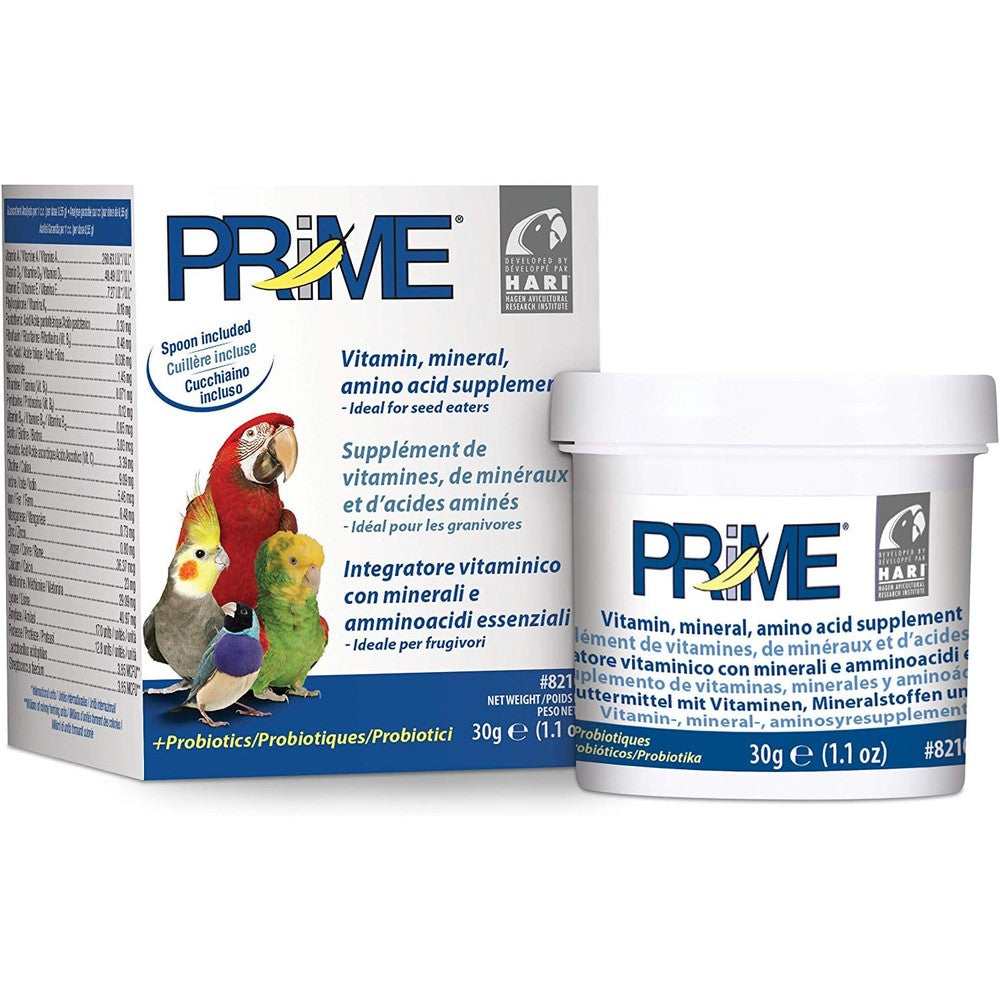 Hari Hagen Prime Parrot Vitamin Mineral And Amino Acid Supplement For Seed Eating Companion Birds 1.1 Ounce