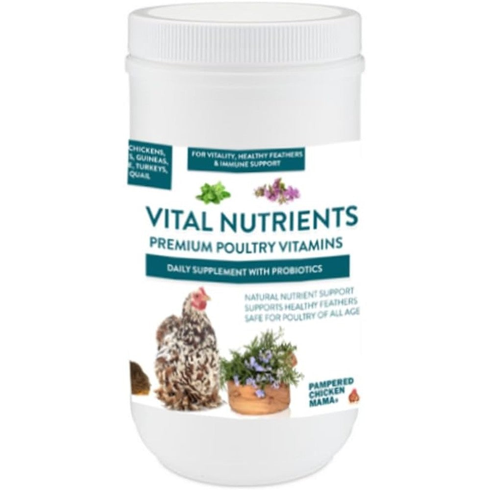 Pampered Chicken Mama Vital Nutrients Chicken Vitamins For Feed And Molting Supplement Egg Booster Poultry Multivitamin One Point Five Pounds