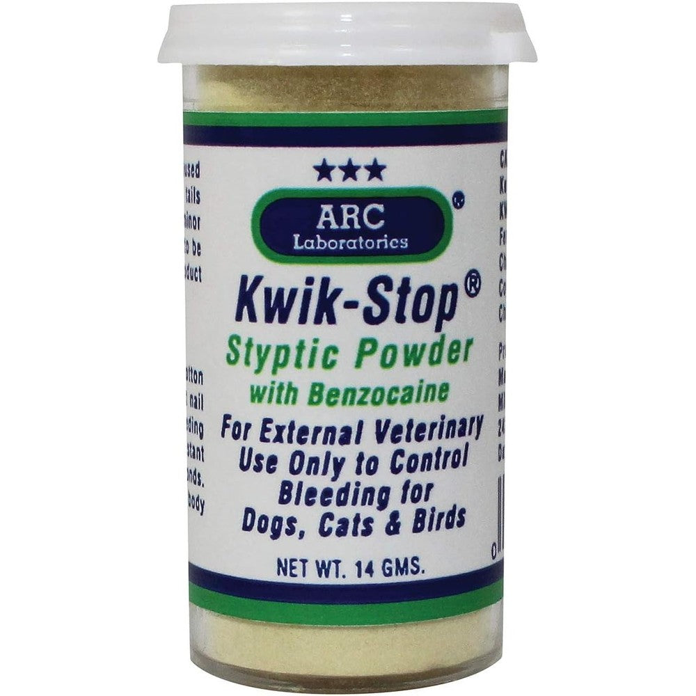 Miracle Care Kwik Stop Styptic Powder front view 14 grams bottle for pet first aid