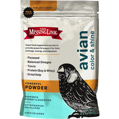The Missing Link Avian Color And Shine Superfood Supplement Powder For Captive Birds Three And One Half Ounce