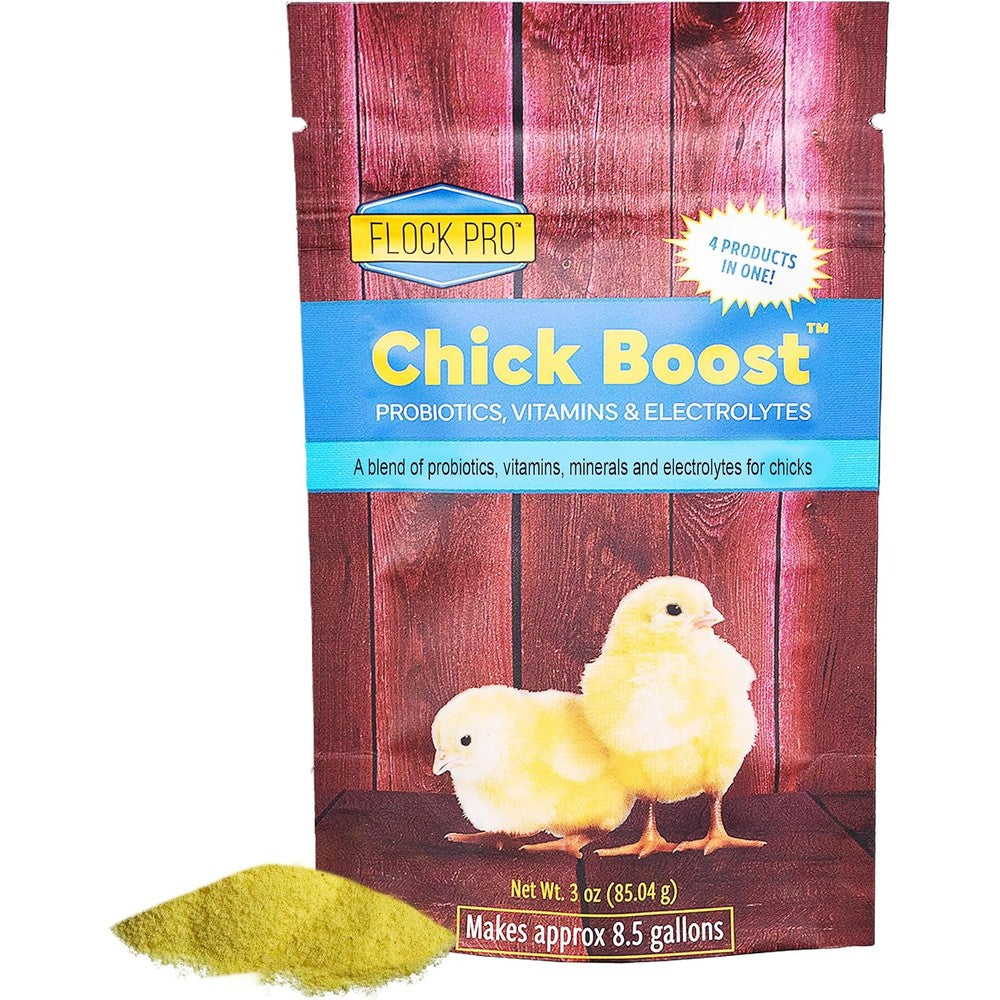 Equerry's Flock Pro Chick Boost Probiotic front view 3 Ounce pouch