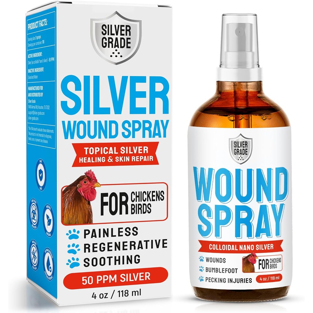 Silver Grade colloidal silver wound spray for chickens front view