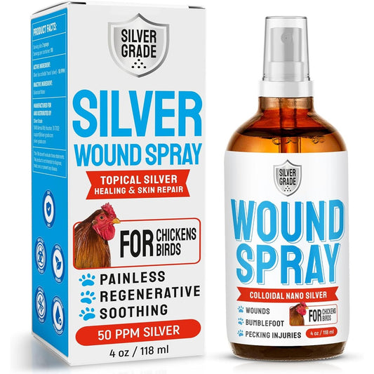 Silver Grade Wound Spray For Chicken And Birds Natural Colloidal Silver First Aid For Bumblefoot And Pecking Sores Four Ounce Bottle