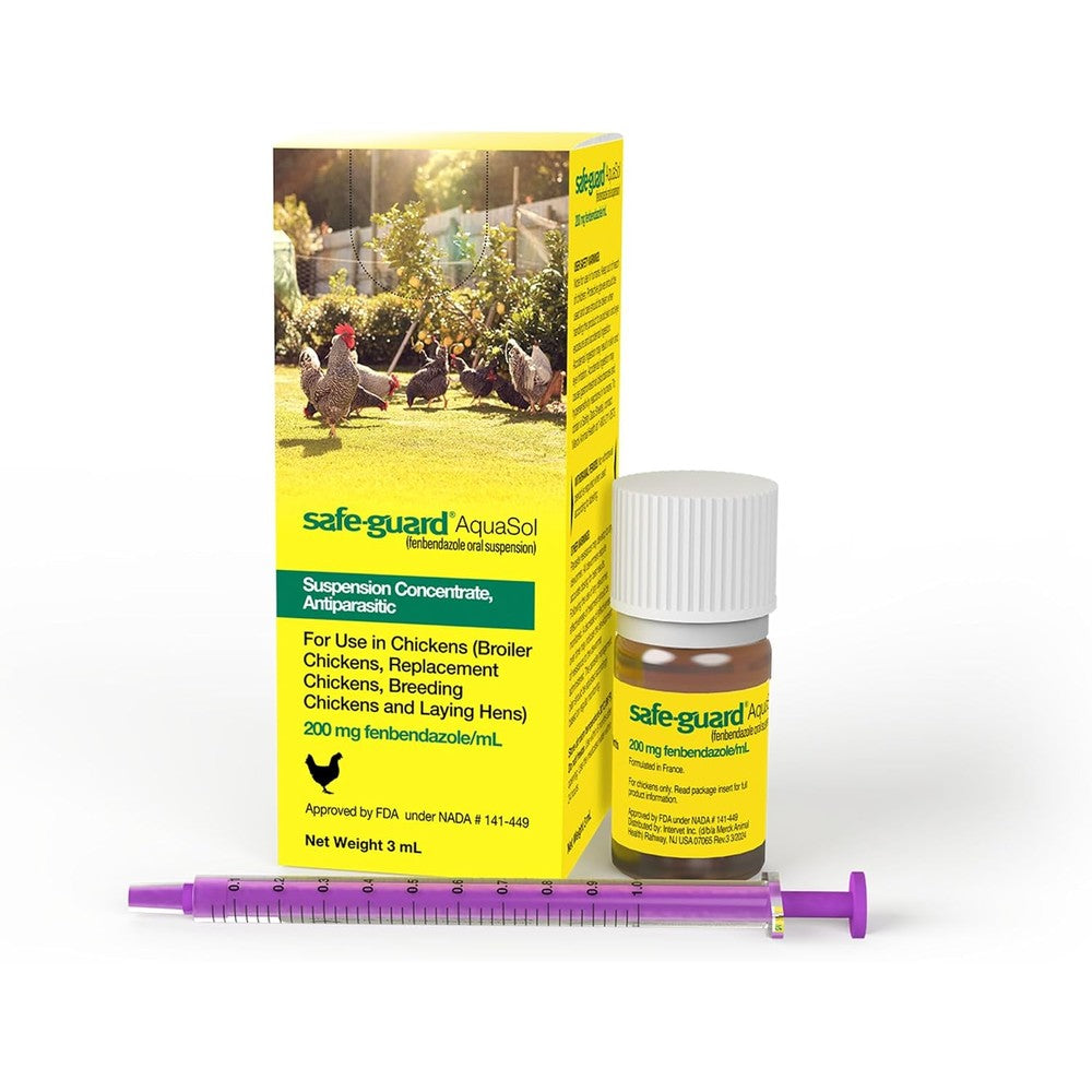 Merck Safe-Guard AquaSol Chicken Dewormer front view bottle packaging