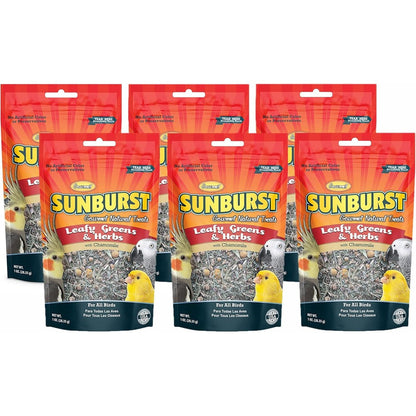 Higgins Sunburst Leafy Greens And Herbs Gourmet Treats For All Birds, 1 Ounce Pack, 6 Pack Bundle