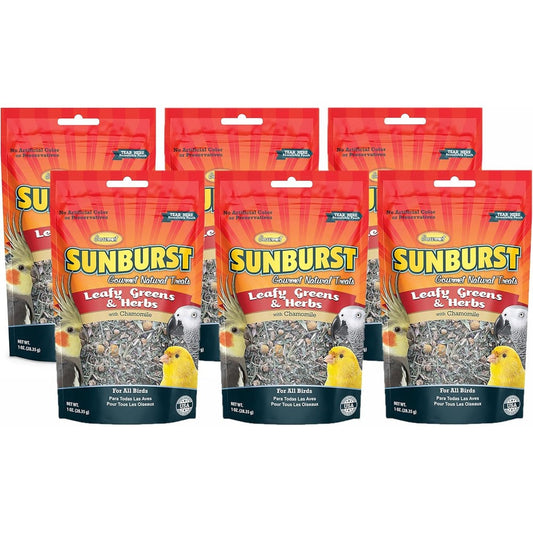 Higgins Sunburst Leafy Greens And Herbs Gourmet Treats For All Birds, 1 Ounce Pack, 6 Pack Bundle