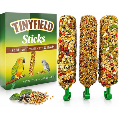 Tinyfield Bird Treats Sticks Natural Millet Spray For Parakeets And Budgies 7.4 Ounces 3 Count