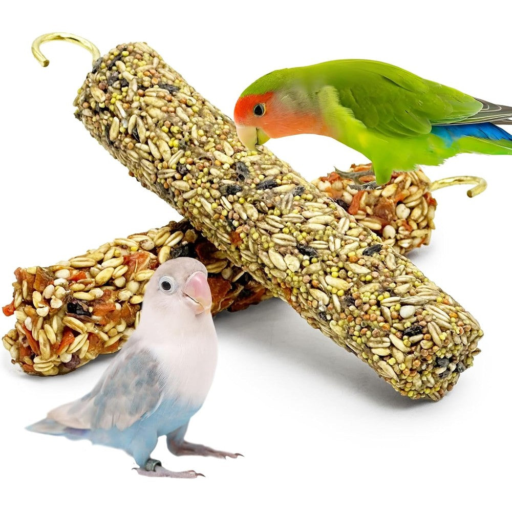 Fhiny Parakeet Treats 2 Pieces Natural Bird Crunch Sticks With Grains And Vegetables For Cockatiels Budgies And Small Parrots