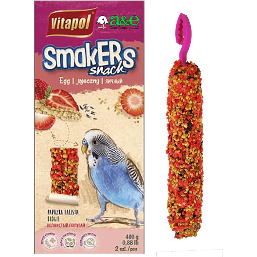 A&E Cage Company Smakers Parakeet Strawberry Treat Sticks front view nutritional snack