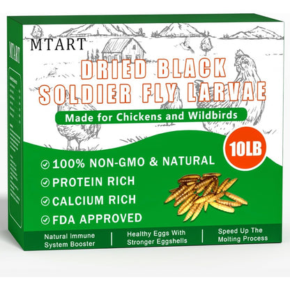 Mtart Dried Black Soldier Fly Larvae 10lb Natural Chicken Treat For Poultry And Wild Birds High Calcium Protein Supplement