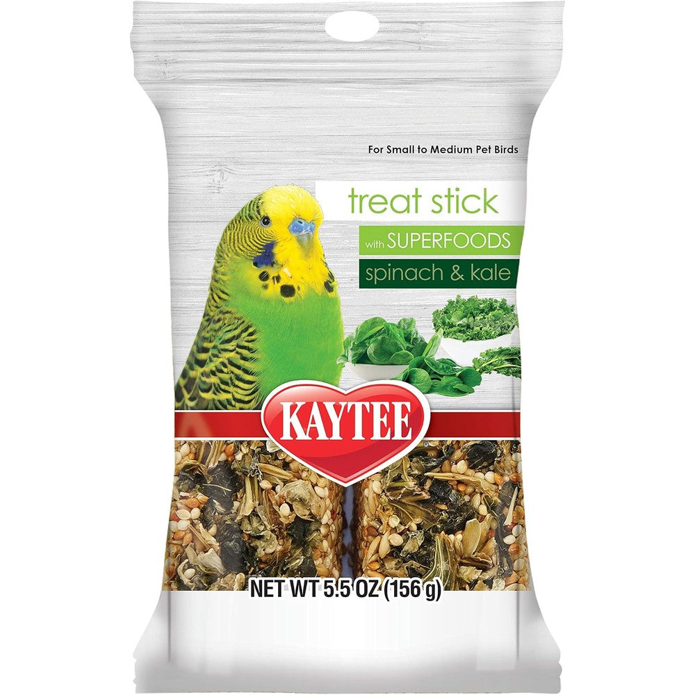 Kaytee Avian Superfood Treat Stick Spinach and Kale front view bird snack