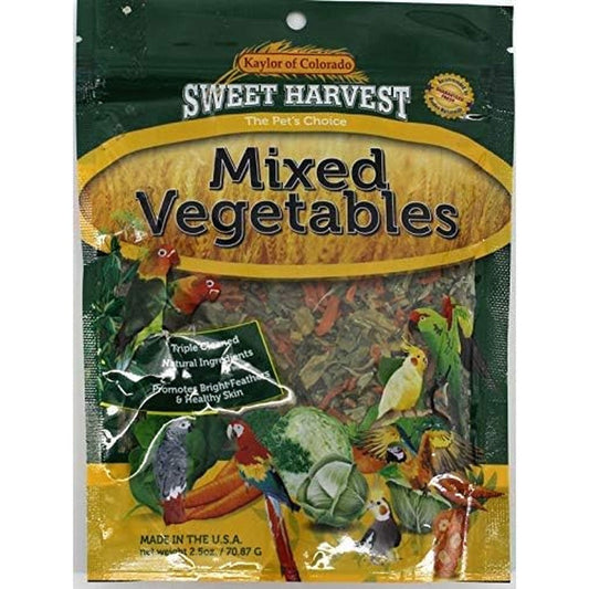 Sweet Harvest Mixed Vegetables Treat For Birds Real Dehydrated Vegetables For Cockatiels Parakeets Parrots Macaws And Conures 2.5 Ounce Bag