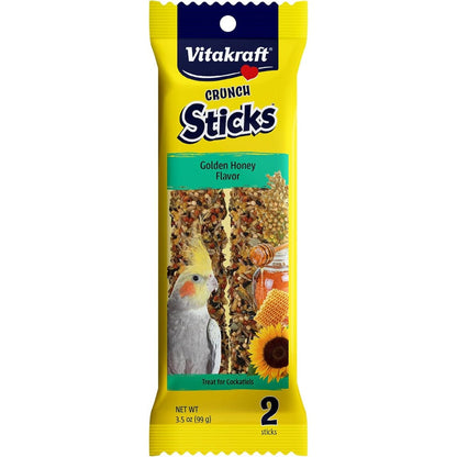 Vitakraft Crunch Sticks Cockatiel Treats Golden Honey Flavor Triple Baked Snack With Vitamins A D3 E Riboflavin And B12 Two Stick Pack