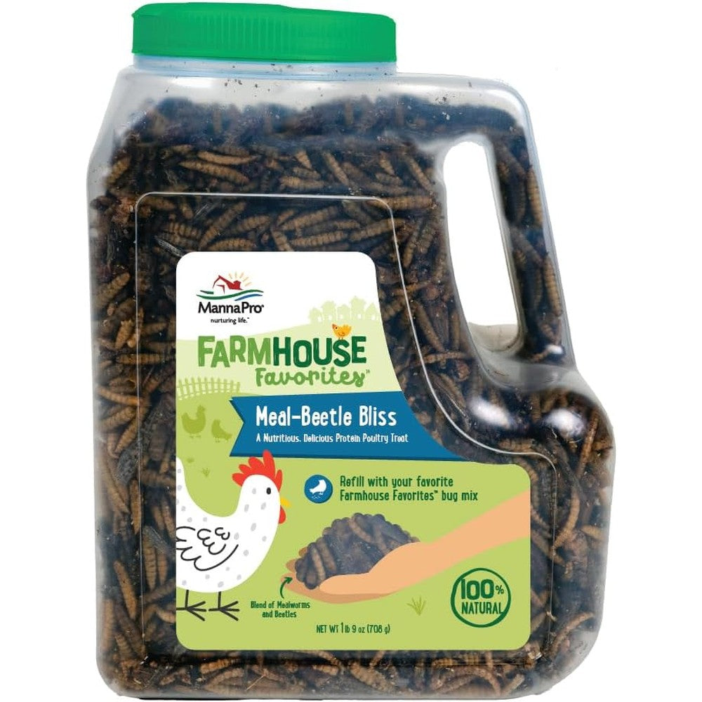 Manna Pro Farmhouse Favorites Beetle Bliss Poultry Treat Blend Of Mealworms And Beetles All Natural High Protein Snack 25 Ounces