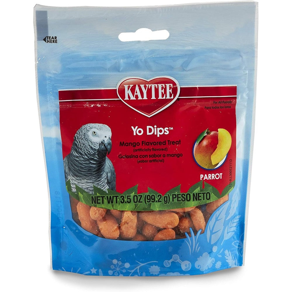 Kaytee Yo Dips Mango Flavored Yogurt Dipped Treat for parrots front view.