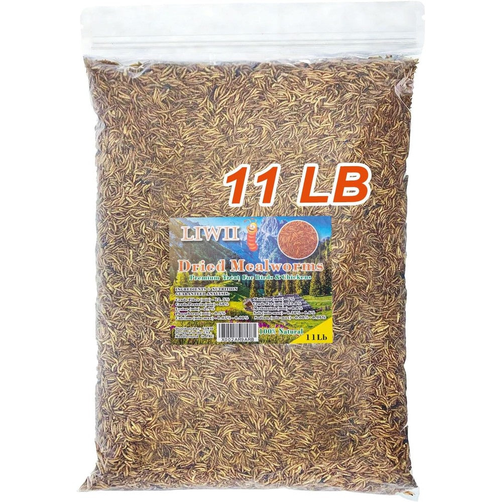 Liwii Dried Mealworms 11 Pounds Bulk Pack 100 Percent Natural Non GMO High Protein Treat For Wild Birds Chickens Hamsters And Reptiles