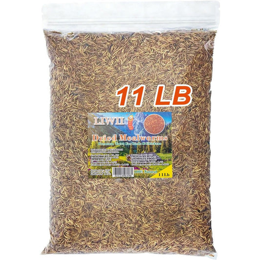 Liwii Dried Mealworms 11 Pounds Bulk Pack 100 Percent Natural Non GMO High Protein Treat For Wild Birds Chickens Hamsters And Reptiles