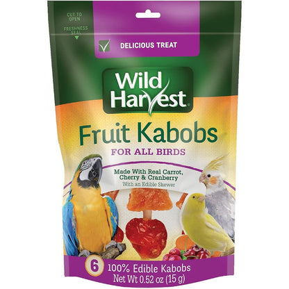 Wild Harvest Fruit Kabobs For All Birds Made With Real Carrot Cherry And Cranberry With Edible Skewer 0.52 Ounce Pack Of 6