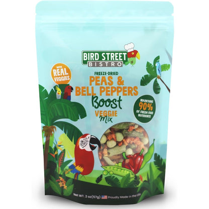 Bird Street Bistro Peas And Bell Peppers Boost Freeze Dried Veggie Mix For Parrots And Cockatiels 2 Ounce Bag