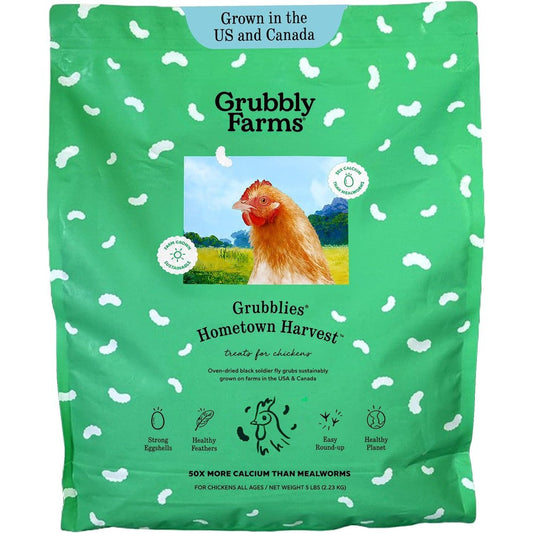 Grubbly Farms Grubblies Black Soldier Fly Larvae For Chickens 5 Pound Bag USA Grown Non-GMO Protein Rich Chicken Treats