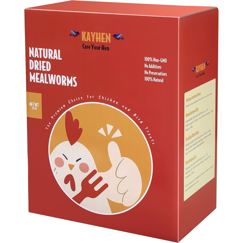 Kayhen Dried Mealworms 10 Pound bag front view high protein feed