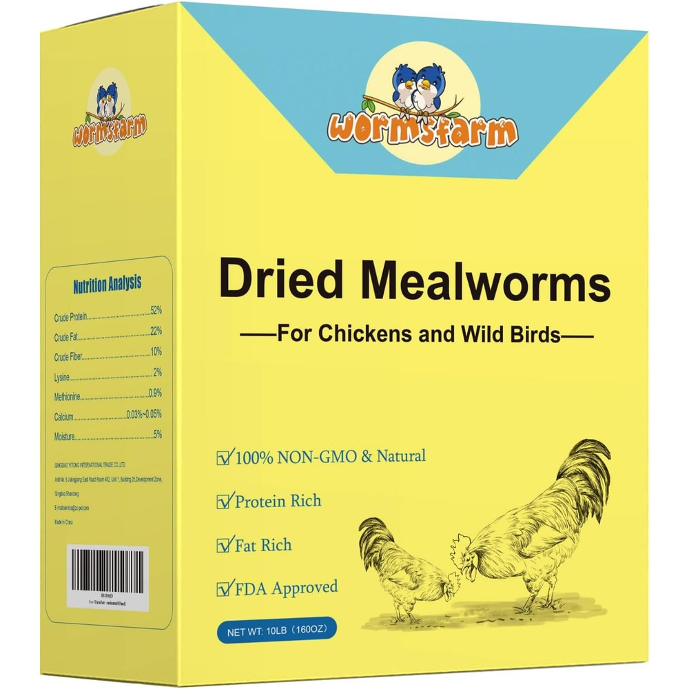 Hatortop 10 lb dried mealworms front view packaging