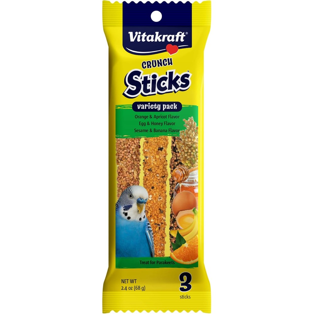 Vitakraft parakeet crunch sticks variety pack front view packaging