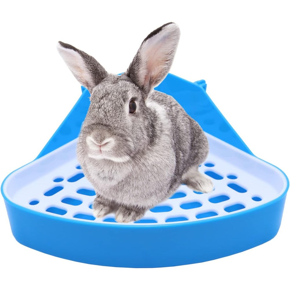 Litewoo Rabbit Litter Box Toilet For Small Animals Corner Litter Pan For Guinea Pigs Hamsters Ferrets Blue 24 x 18 x 11 Centimeters