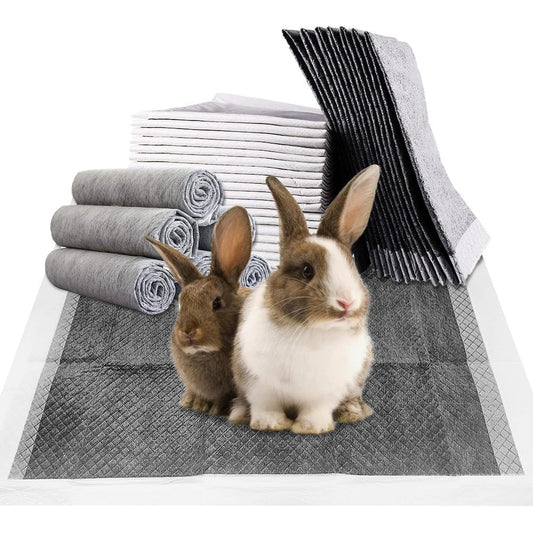 Fhiny Charcoal Rabbit Pee Pads 13 Inch By 18 Inch 100 Count Disposable Potty Training Pads For Small Pets