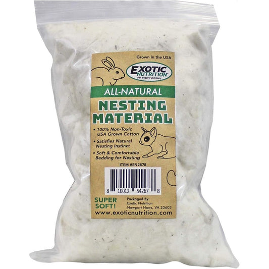 Exotic Nutrition All Natural Nesting Material 100 Percent Cotton Eco Friendly Animal Bedding For Small Pets 4 Ounce
