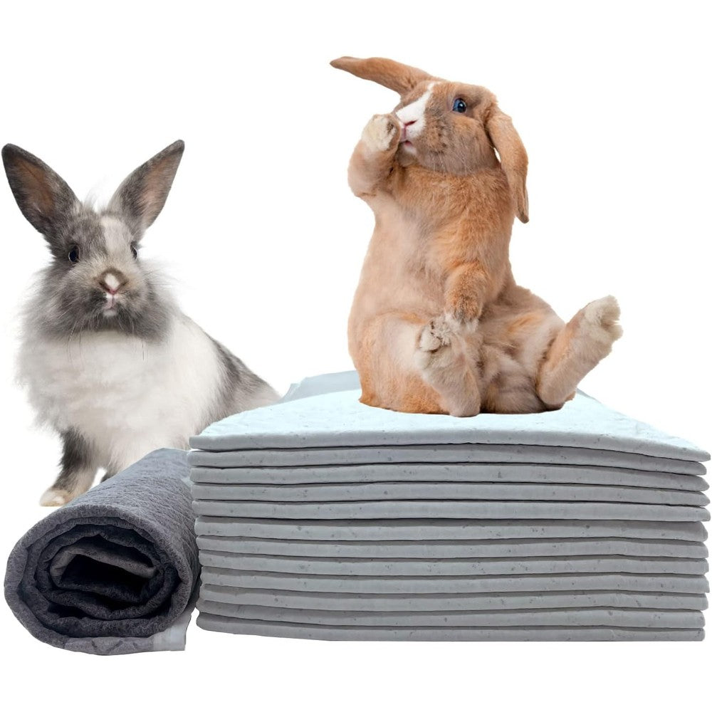 Kathson 100 Piece Rabbit Pee Pads Disposable Pet Cage Liners With Activated Carbon Odor Control For Small Animals 35 x 45 Centimeters